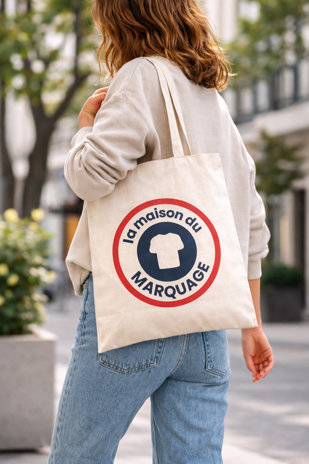 Sac coton naturel à personnaliser en quadri